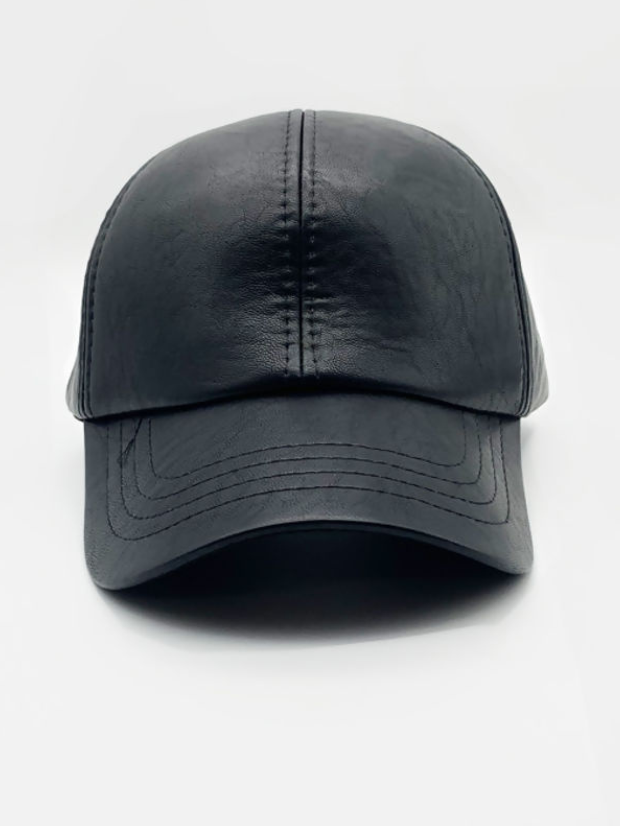 Black Leather Look Faux Leather Cap With Adjustable Back Fastening 4EVER STUNNING