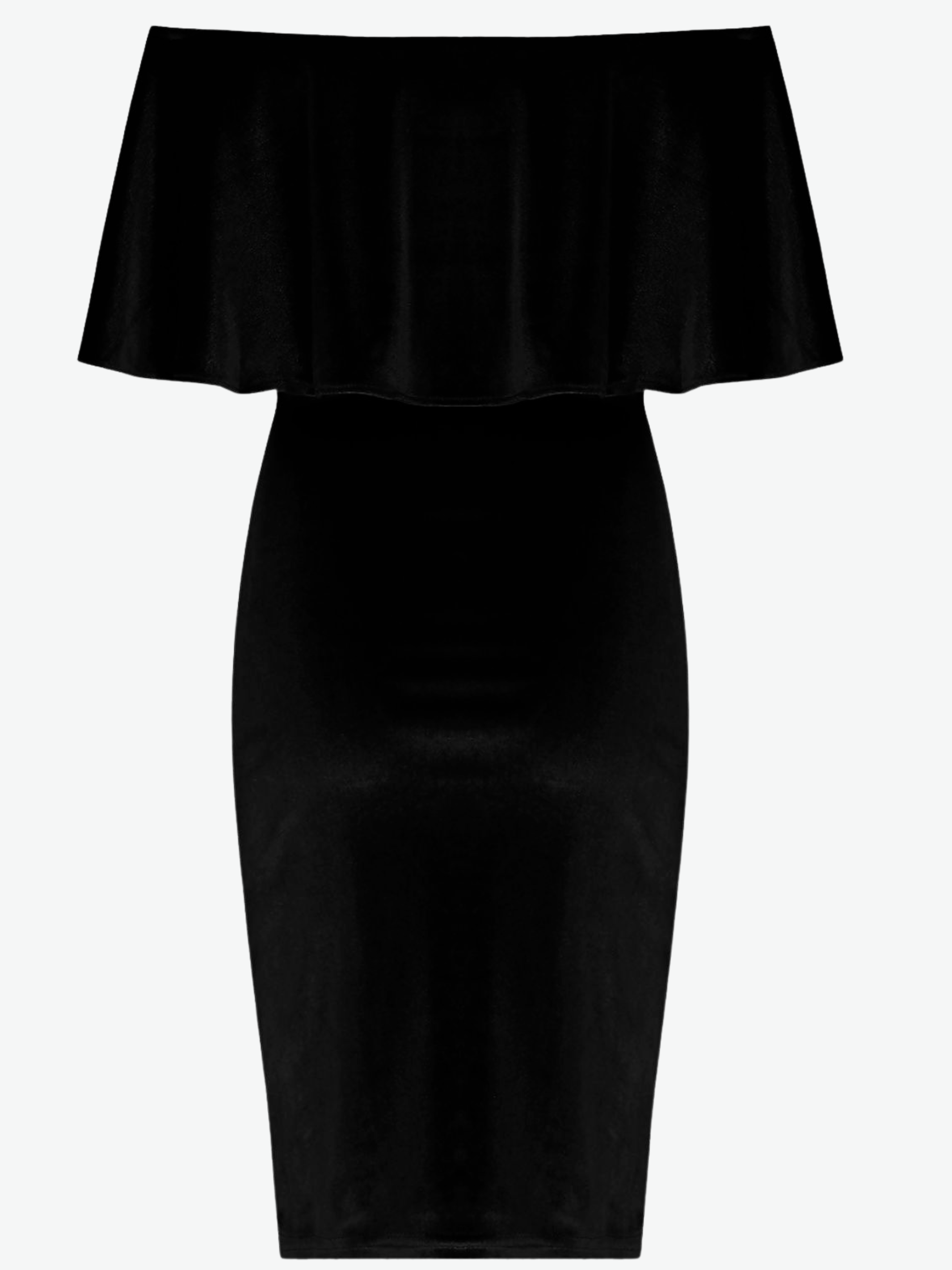 Black Velvet Off The Shoulder Bodycon Midi Dress – 4EVER STUNNING