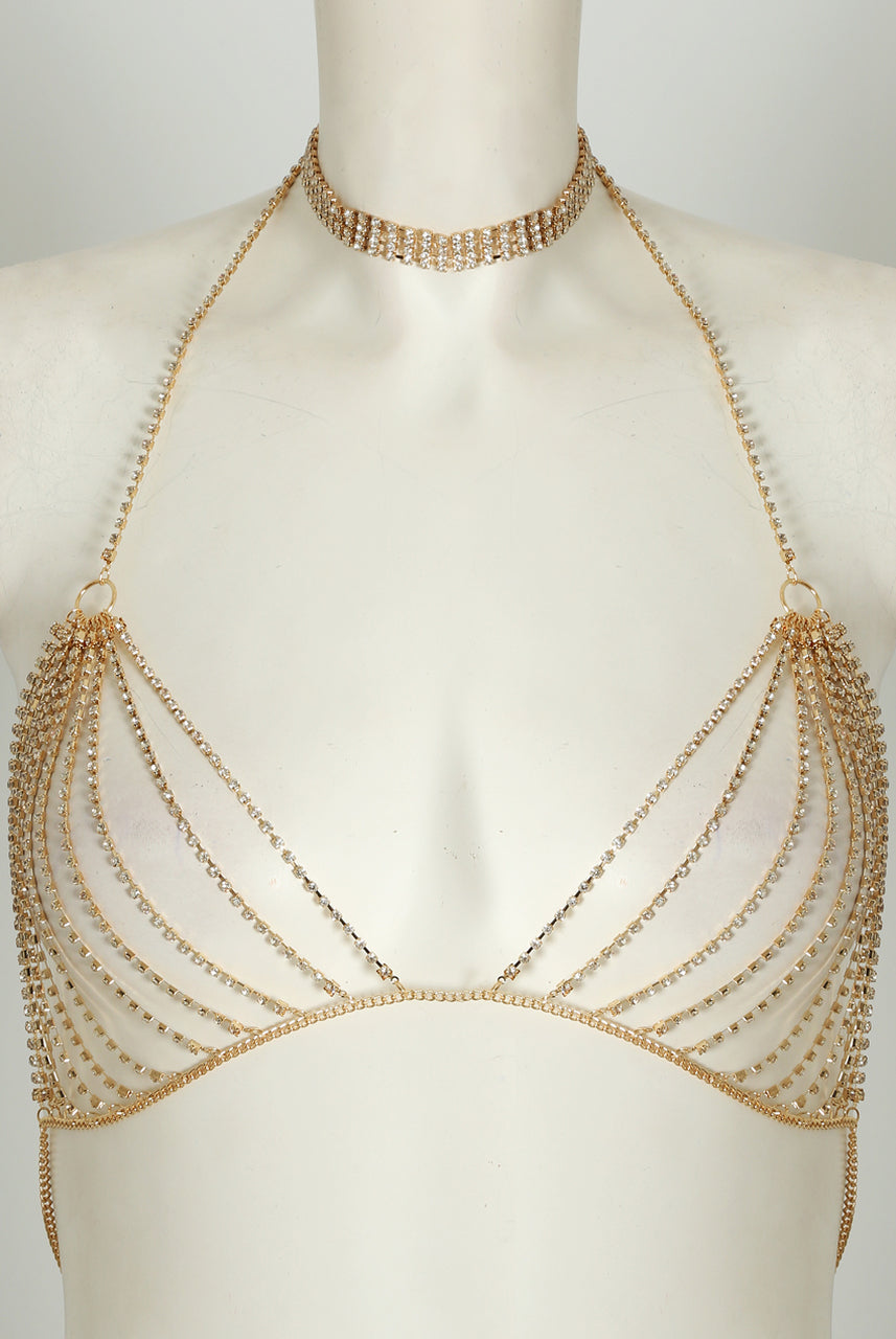 Gold Diamante Choker and Bralette 4EVER STUNNING