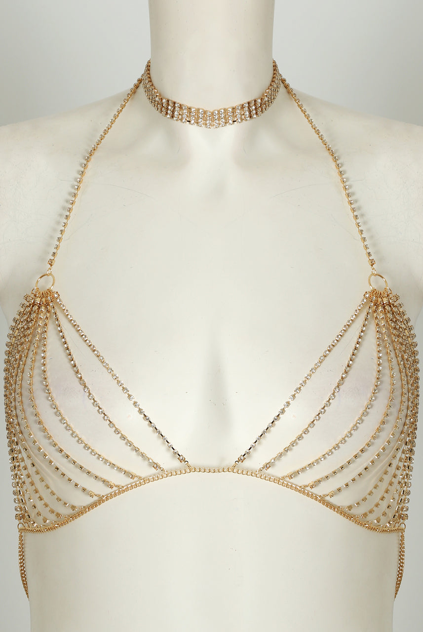 Gold Diamante Choker and Bralette – 4EVER STUNNING