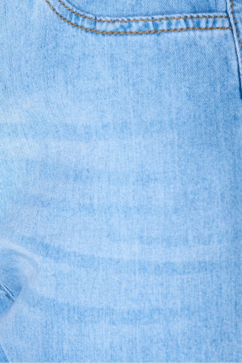 Close up of the denim material.