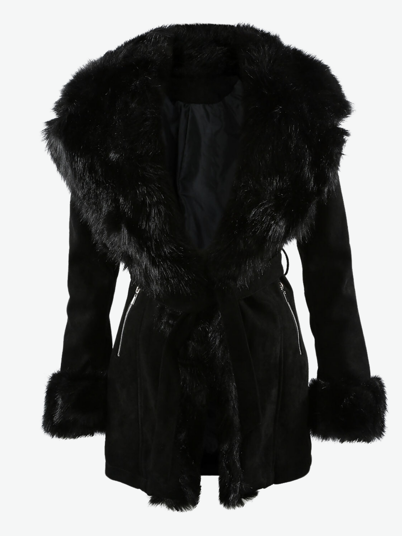 Black fur discount coat collar