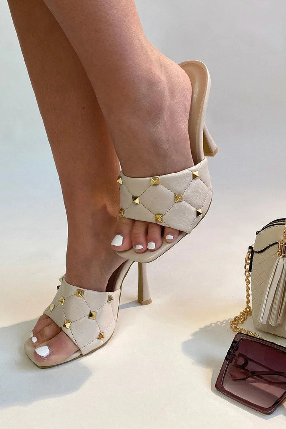 Studded heeled best sale mules
