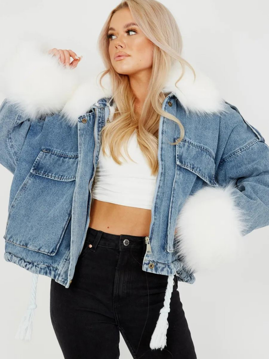 Faux Fur Jacket with Oversized Collar - Understated Glamour main image 1