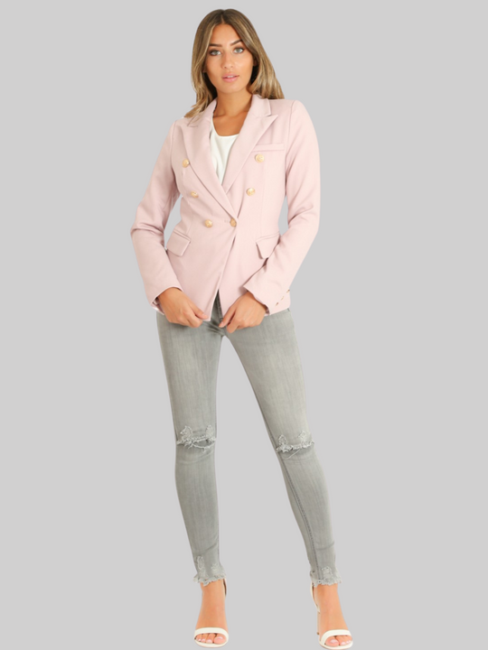 Mauve Coloured Blazer with Gold Miltary Button Detailing