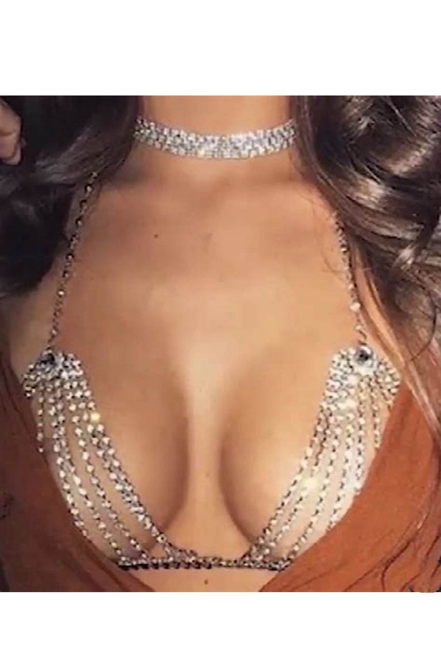 Silver Diamante Choker and Bralette – 4EVER STUNNING