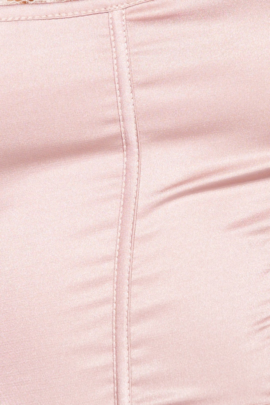 Close up of the satin pink top.